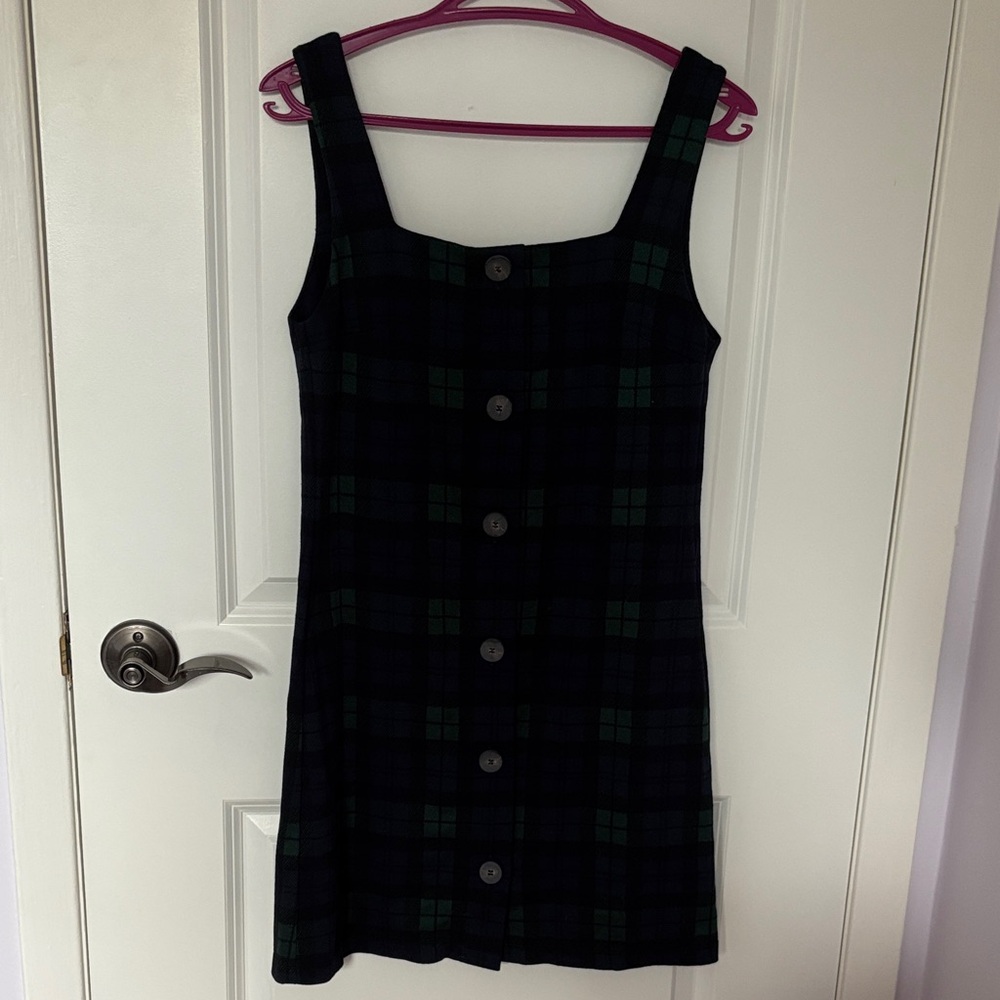 Mango Dark Plaid Mini Dress